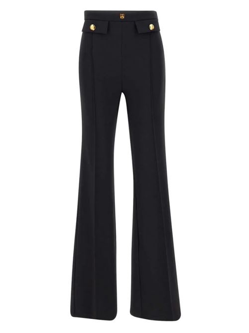 Palazzo trousers in stretch crêpe with logo rivet ELISABETTA FRANCHI | PA02546E2.110